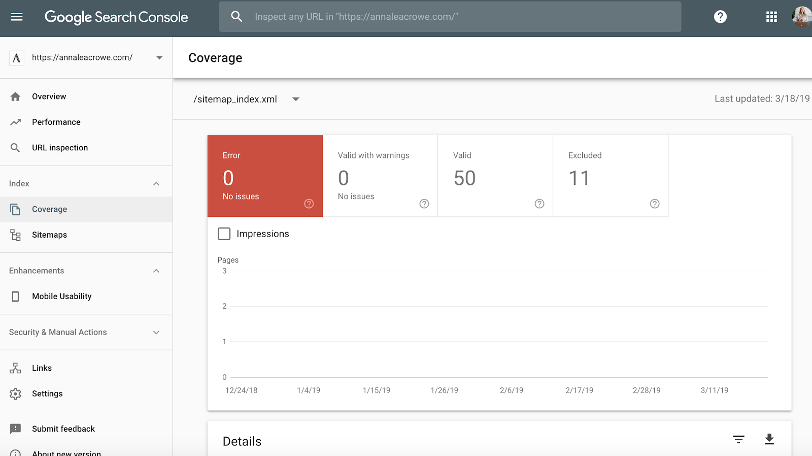 Google Search Console - Index - Sitemaps